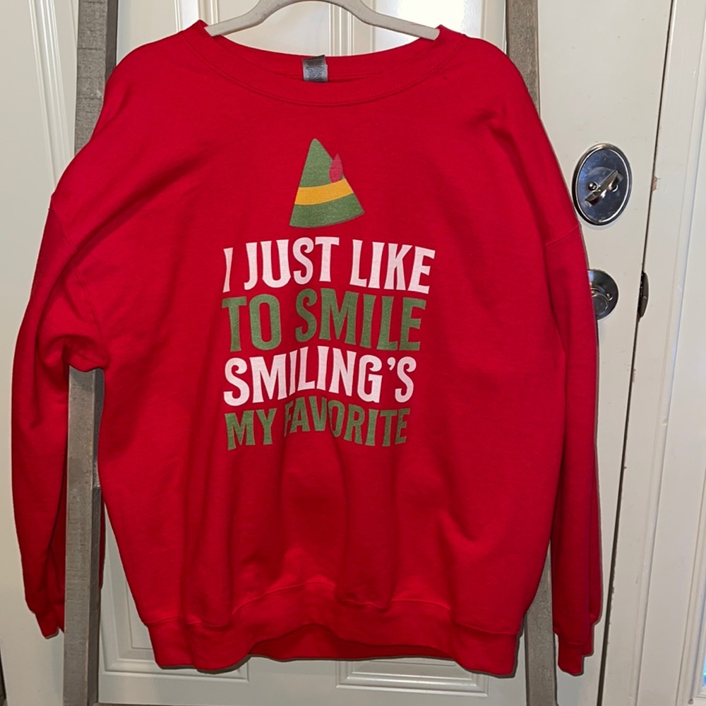 COPY - Sz Xl red sweatshirt Unisex Gilden, I just like to smile smiling’s my fa…